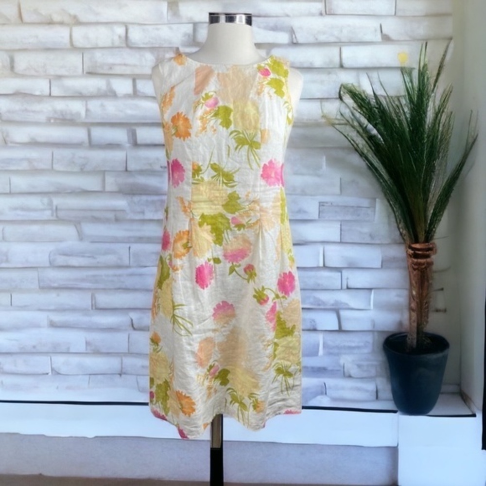 J. Jill | Floral Linen Sleeveless Dress Womens Size 2